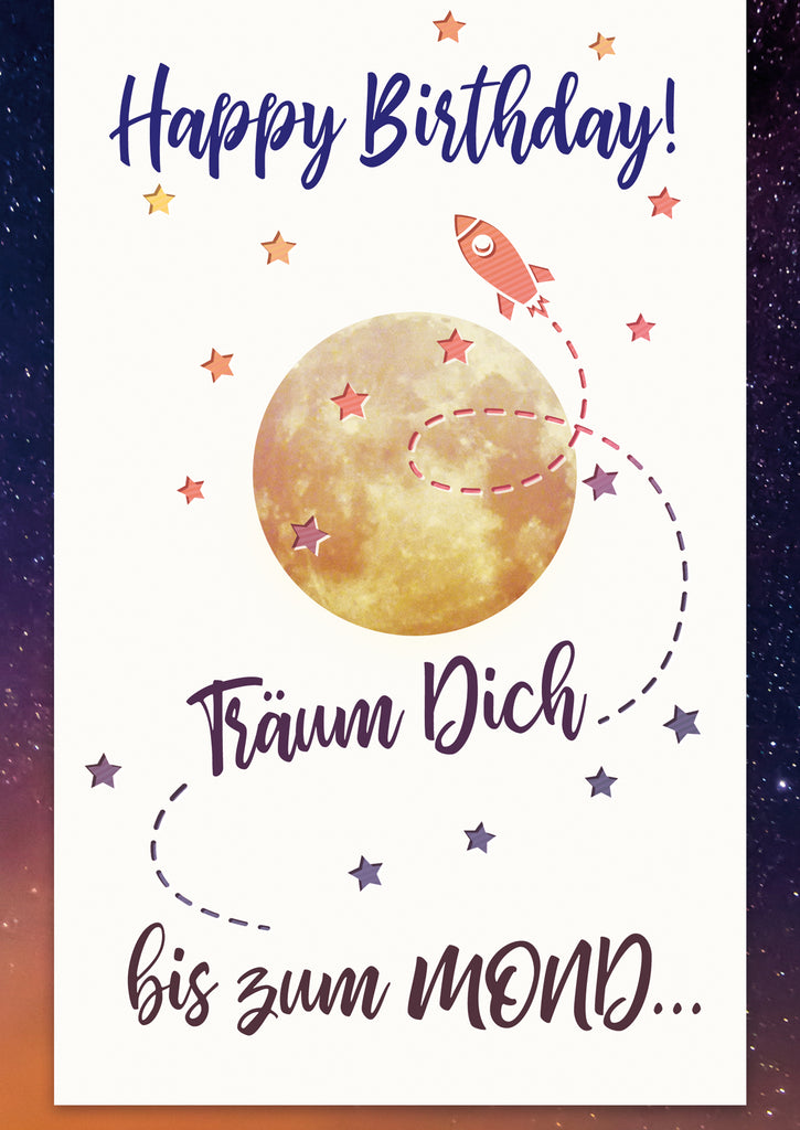 Musikkarte mit Mond und Sternenhimmel